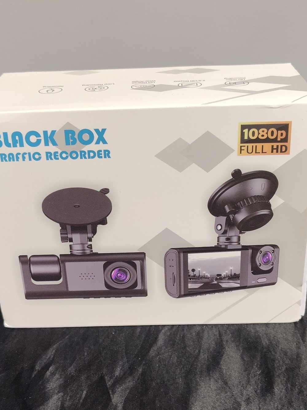 1080p Full HD Black On-Dash Car Camera with Suction Mount